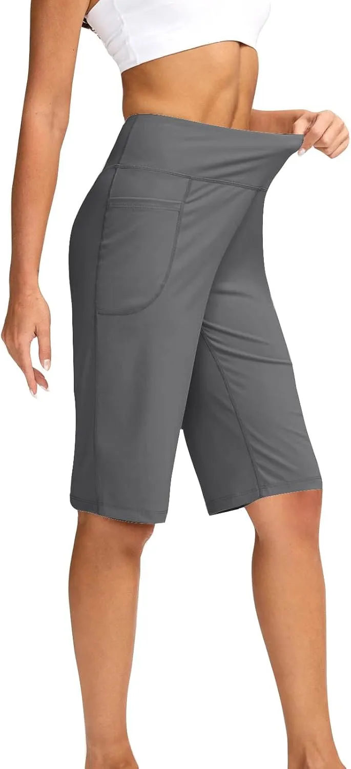 Sports Shorts for Women Casual Loose Pocketed Comfortable High-Waisted Knee High Fitted Casual Stretchy Athletic Pant