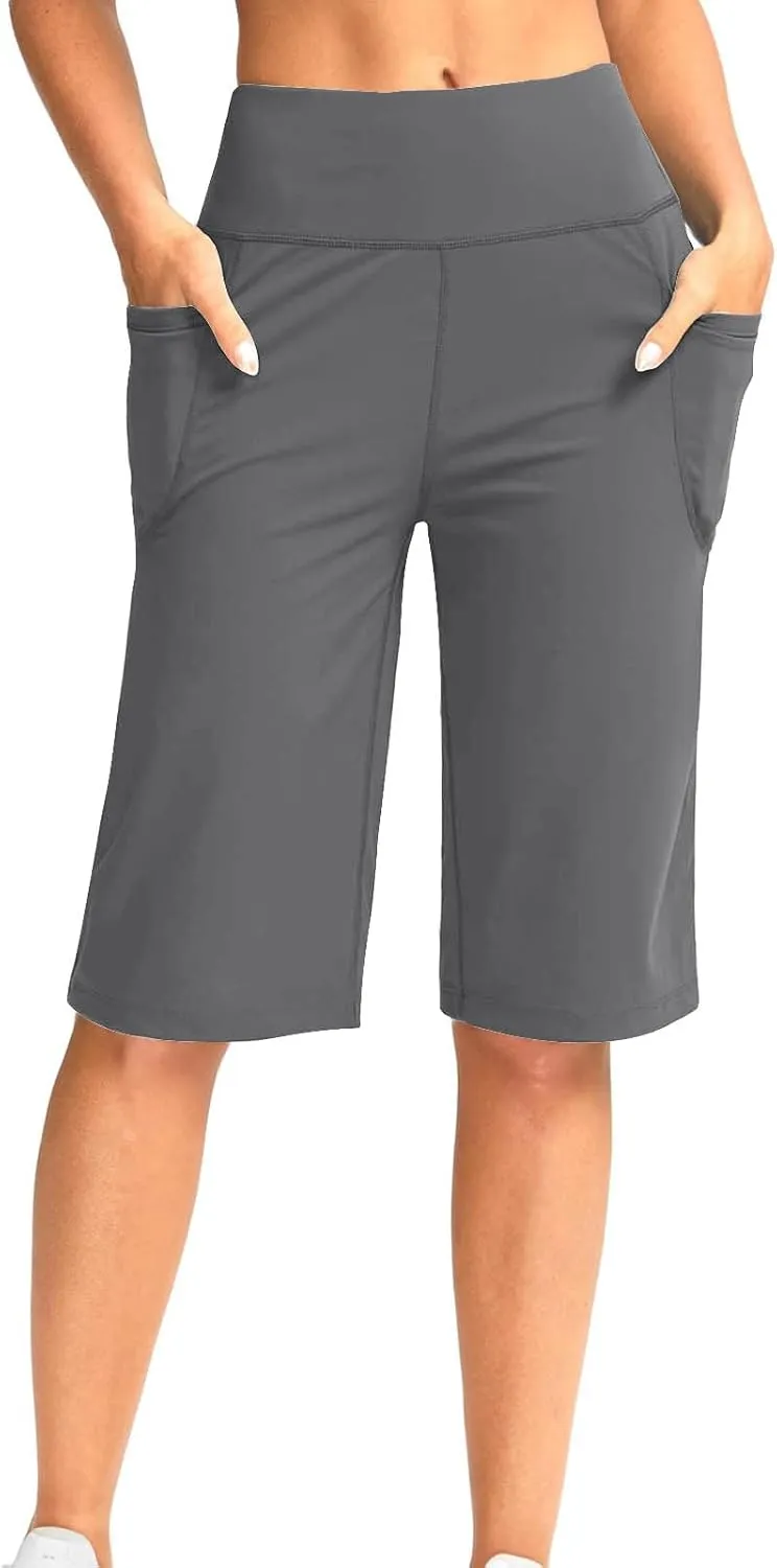 Sports Shorts for Women Casual Loose Pocketed Comfortable High-Waisted Knee High Fitted Casual Stretchy Athletic Pant