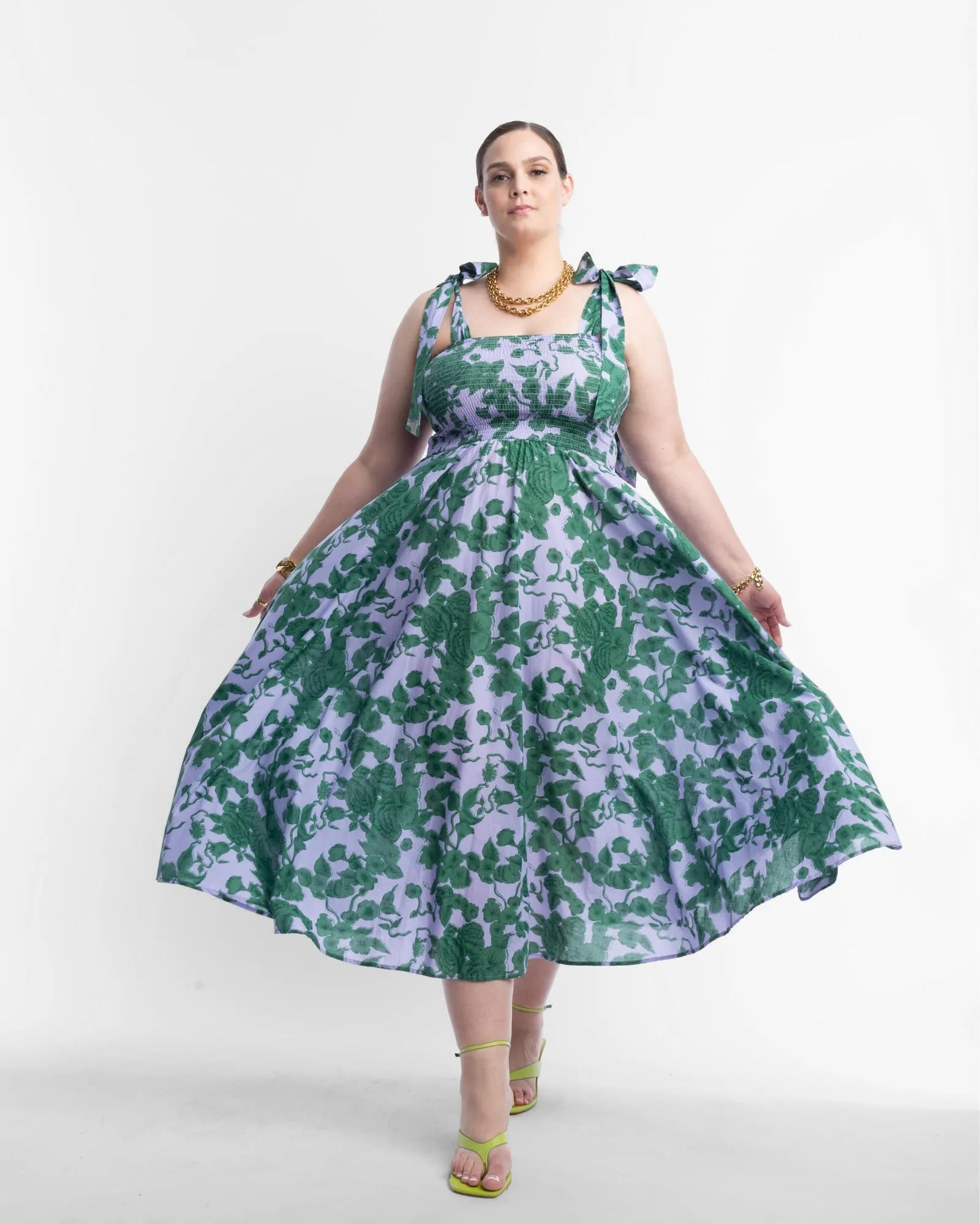 The Brooke Lilac and Green Floral Sundress | Lilac & Green Floral