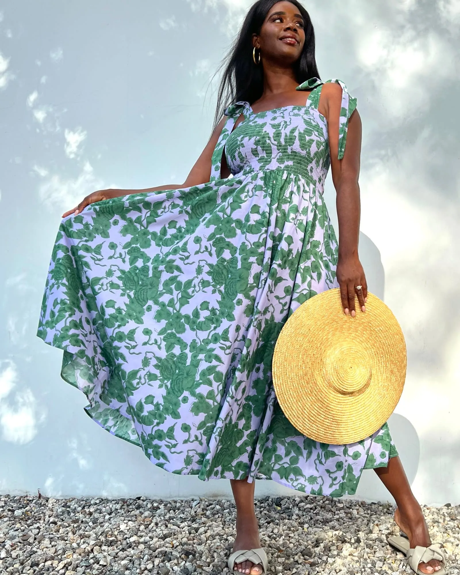 The Brooke Lilac and Green Floral Sundress | Lilac & Green Floral