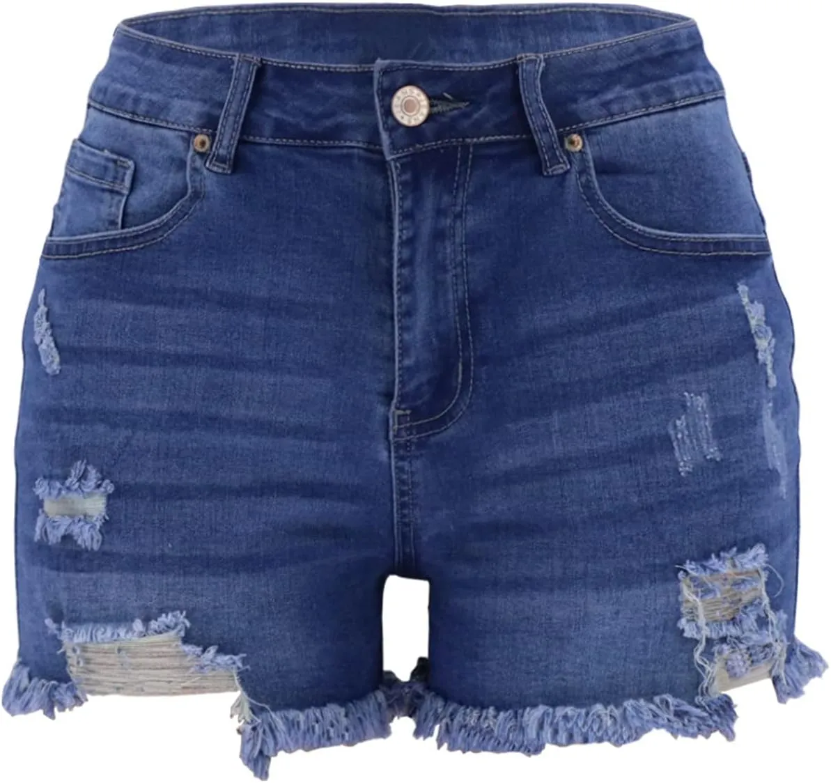 vanberfia Women's Stretchy Denim Mid Rise Jean Shorts with Pockets…