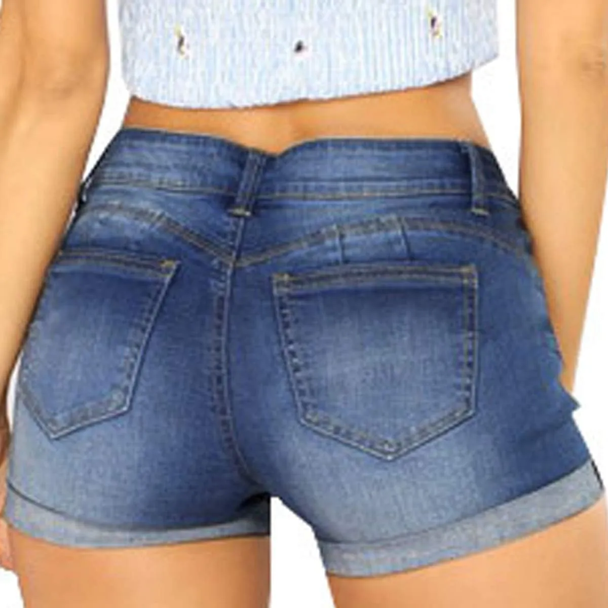 vanberfia Women's Stretchy Denim Mid Rise Jean Shorts with Pockets…