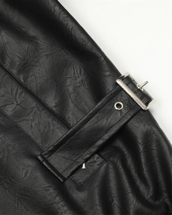 Vintage Minimalist PU Leather Jacket