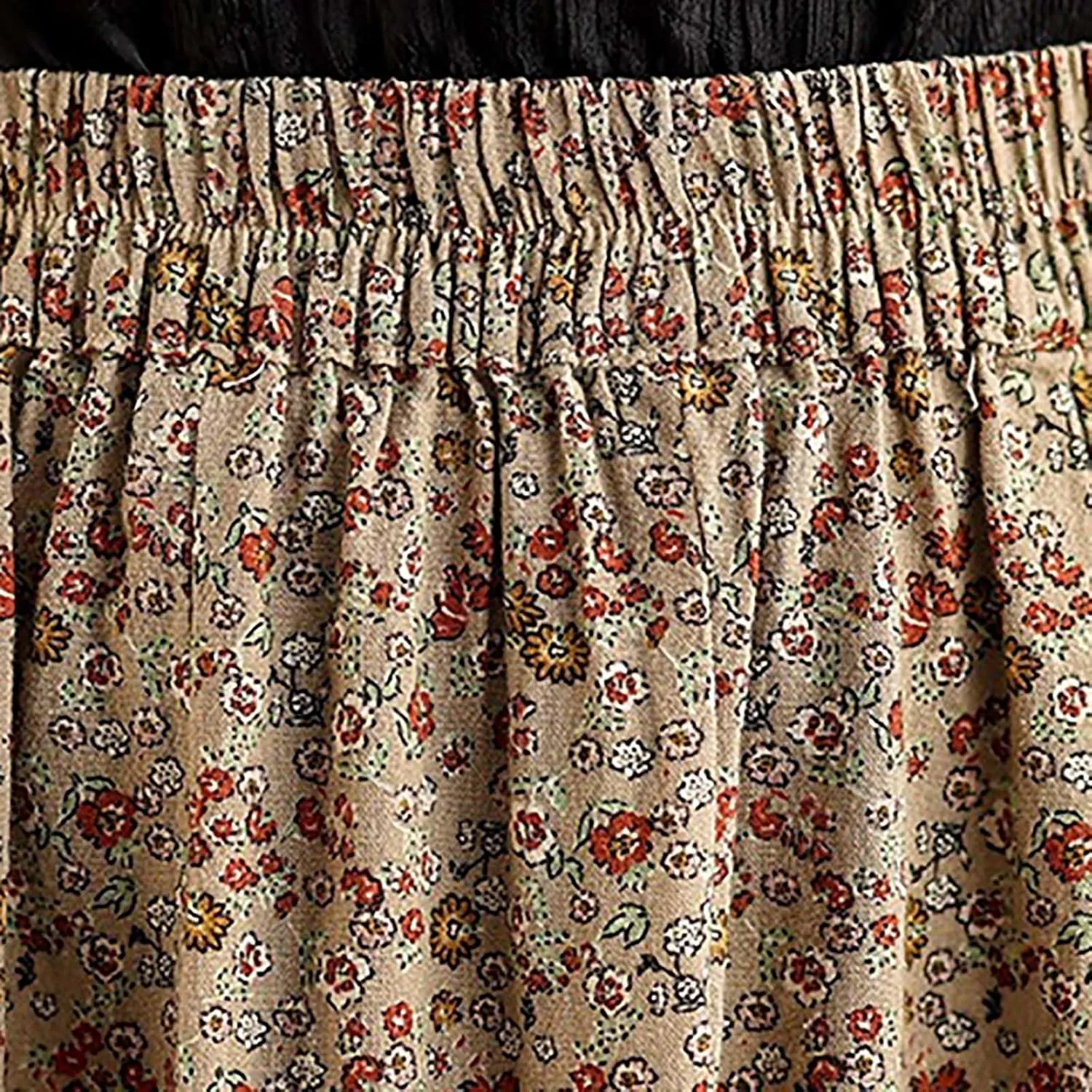 Women Summer High Waisted Skirts Waist Pleated A Line Midi Skirt Floral Skirts Bohemian Long Skirt Casual Clothes