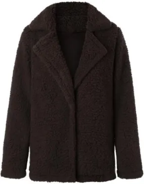 Womens Faux Fur Comfortable Coat Outerwear Winter Stylish Jacket with Pockets