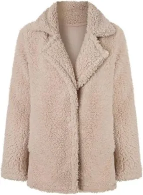 Womens Faux Fur Comfortable Coat Outerwear Winter Stylish Jacket with Pockets