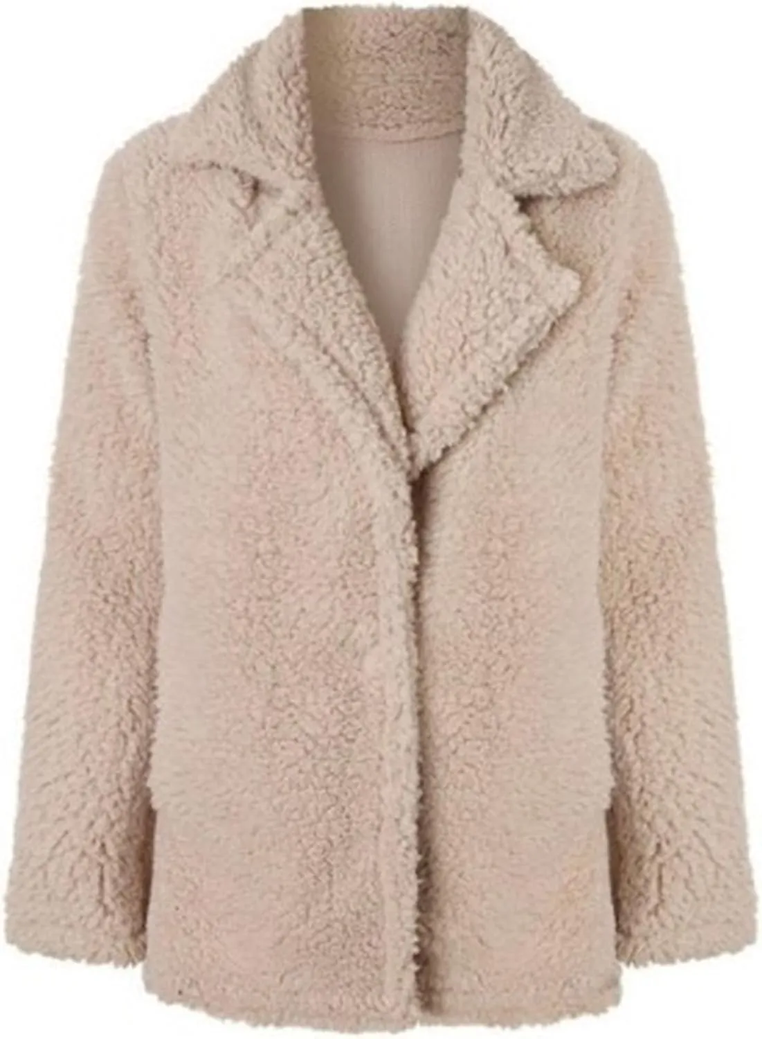 Womens Faux Fur Comfortable Coat Outerwear Winter Stylish Jacket with Pockets