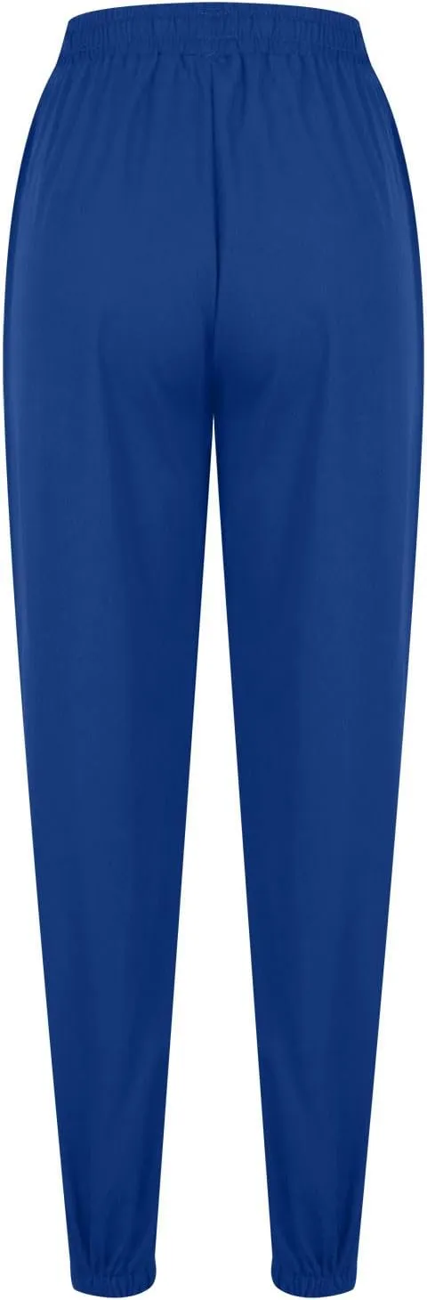 Women's Linen Casual Pants Drawstring Elastic Waist Straight Leg Loose Cinch Bottom Trousers Sweatpants with Pockets