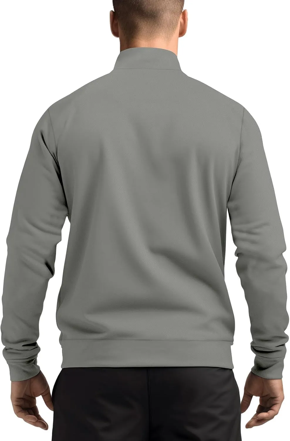Zengjo Men's Track Jackets Full-Zip Athletic Jacket Sweatshirt Mock Neck with Zipper Pockets